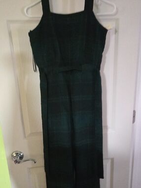 Brand New Adorable Copper Key Green And Black Plaid Jumpsuit Size XS